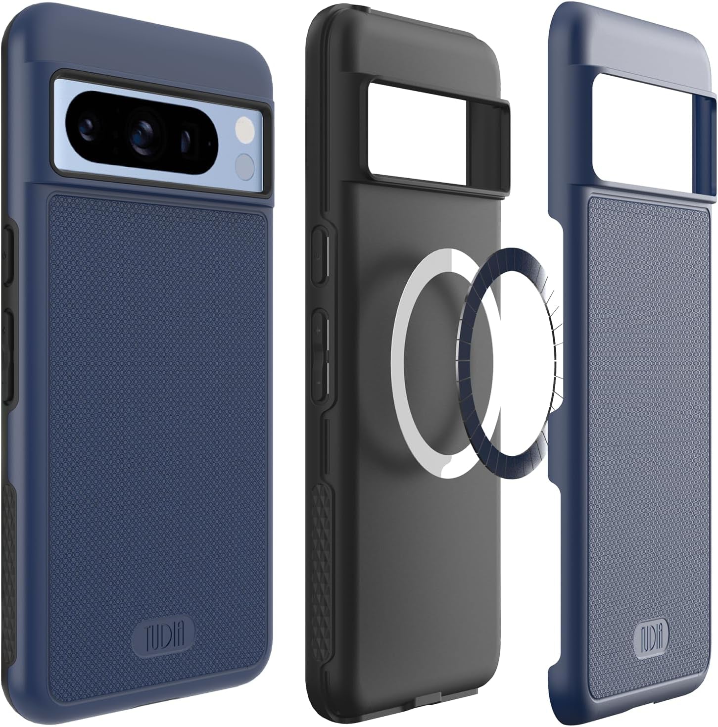 TUDIA Mergegrip Designed for Google Pixel 8 Pro Case 2023, [Magsafe Compatible] Military Grade Slim Dual Layer Heavy Duty Raised Edge Protection Non-Slip Protective Phone Case Cover - Green Lily  TUDIA Indigo Blue Magsafe Compatible 