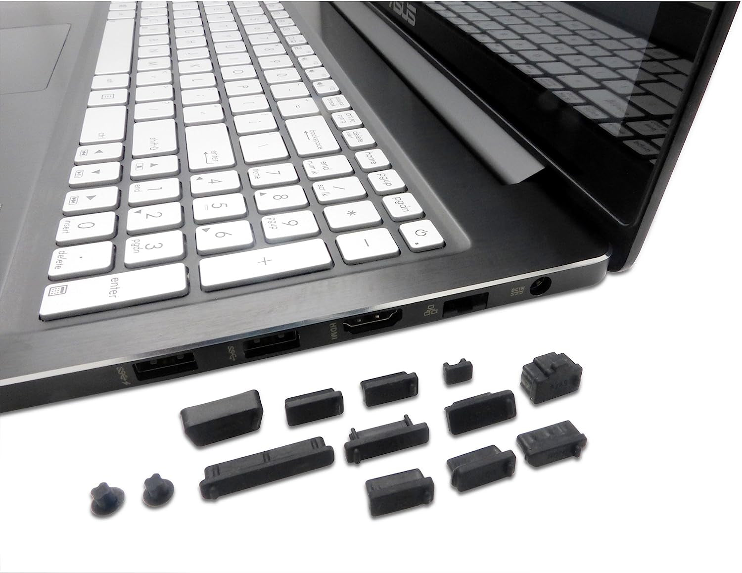 Portplugs - Dust Plugs for PC Laptops (13 Piece Set) - Protect Computer Ports from Dirt, Dust, and Splashes (Black)  PortPlugs   