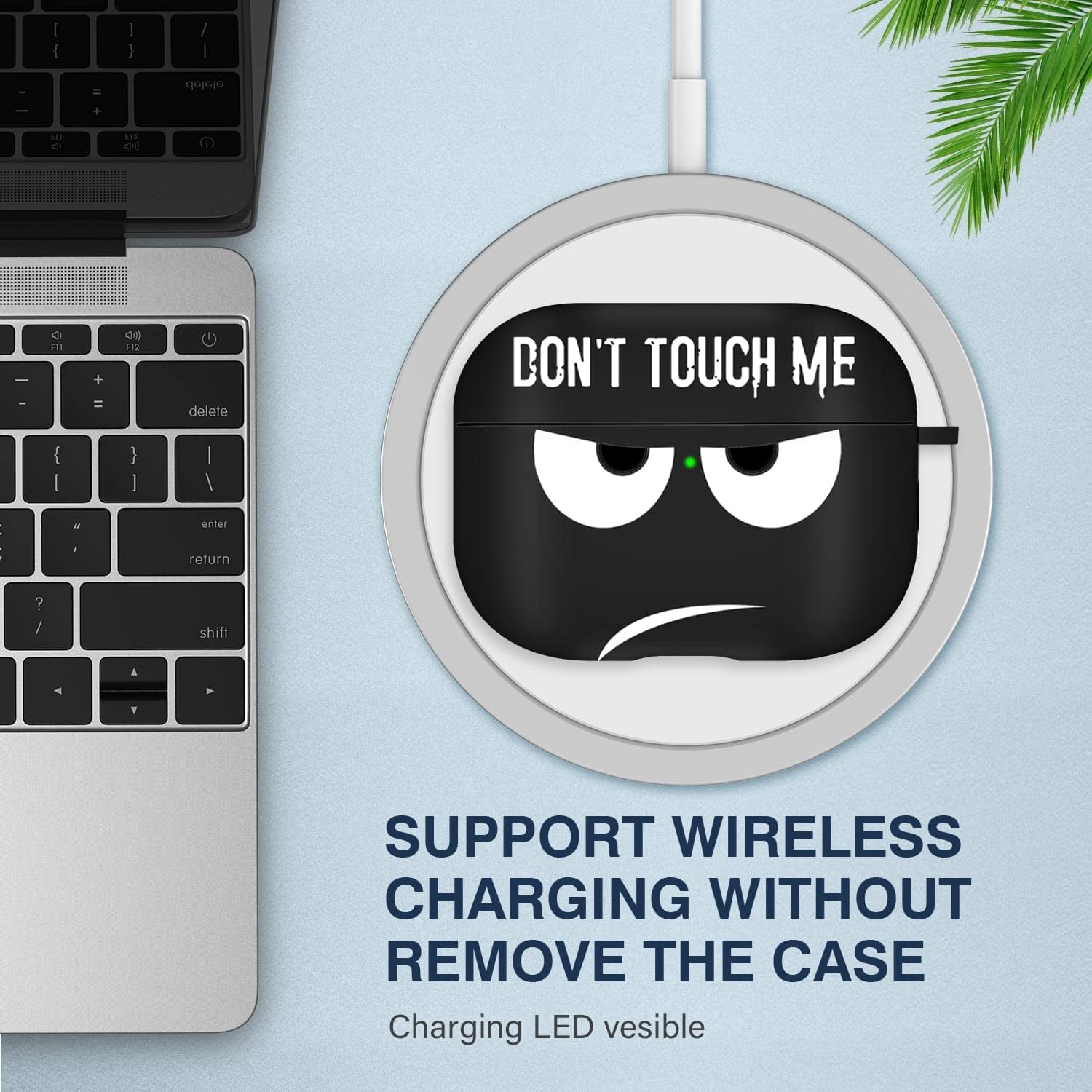 Youtec Airpods Pro Case , Don'T Touch Me Airpods Pro Cover with Keychain Soft Cute Shockproof Cover for Women Men Compatible with Airpods Pro 2019 Charging Case -Black  Youtec   