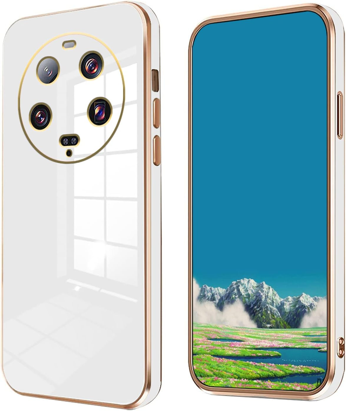 Compatible with Xiaomi 13 Ultra Case for Women Men, Ultra Thin Xiaomi 13 Ultra Phone Case Silicone Cute Shockproof Plating Electroplate Soft Cases Cover (Lavender Grey)  Tiwinxing White  