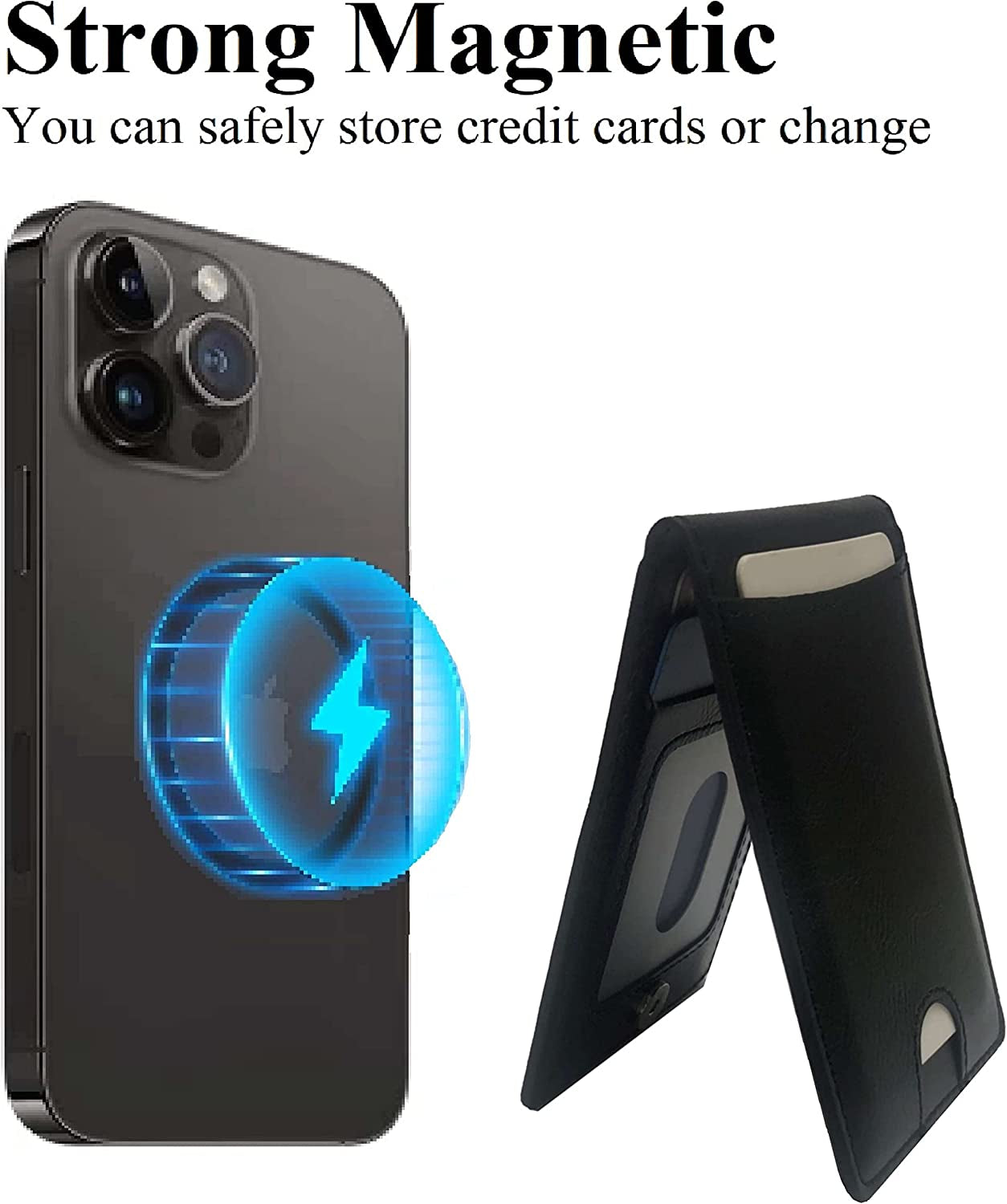 Tahamus Magnetic Adjustable Stand Wallet, 5 Credit Card Holder with Magsafe Walet for Apple Iphone 14 Pro Max/14 Plus/14 Pro/14/13 Pro Max/13 Pro/13/12 Pro Max/12/12 Pro, (Black)  Tahamus   