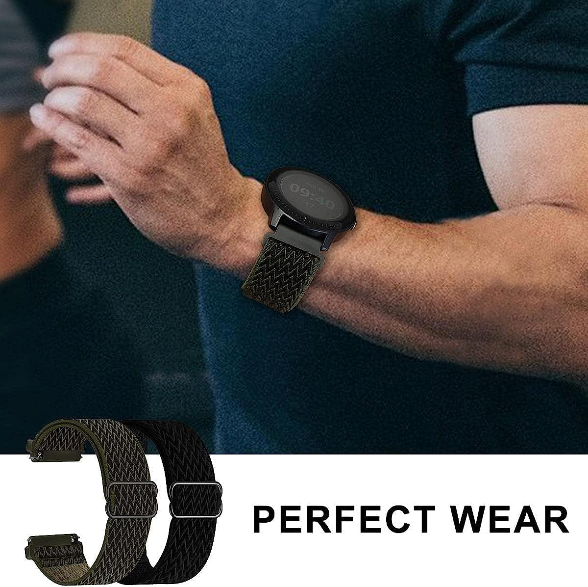 Abanen Stretch Loop Watch Bands for Garmin Venu 2 Plus/Venu Sq/Vivoactive 3 /Vivomove Sport, 20Mm Quick Release Elastic Soft Nylon Breathable Wristband Strap for Venu Sq 2, Forerunner 158  Abanen   