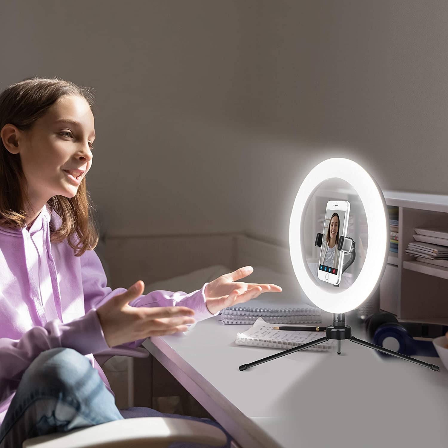 Aduro U-Stream Ring Light with Stand, 10" Desktop Light for Home Streaming Selfie Ring Light with Phone Holder for Makeup, Video Live Streaming, and Photography  Aduro   