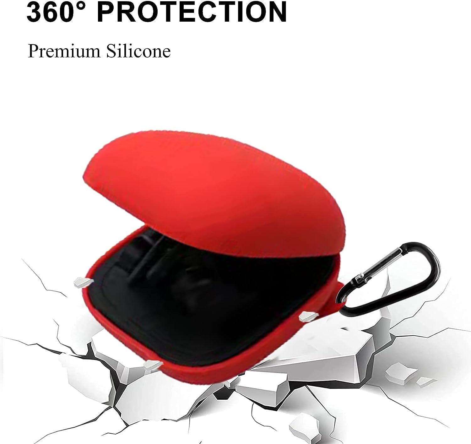 Powerbeats Pro Case Cover, VAEKNVG Soft Silicone Case for Beats Powerbeats Pro Wireless Earbuds Shockproof Protective Earbuds Case with Carabiner Accessories(Red)  VAEKNVG   