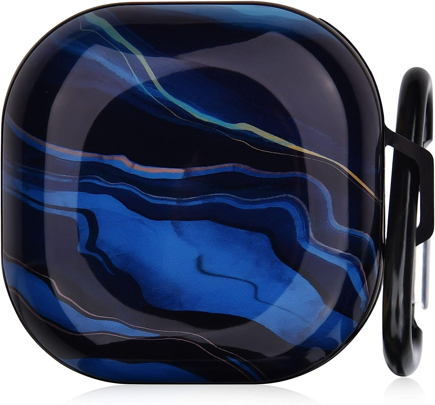 OLEBAND Galaxy Buds 2 Pro/Buds Live/Buds Pro/Buds 2 Case with Cute Pattern and Keychain Accessory,Hard Cover for Women and Girls,Colorful Marble  OLEB Blue Wave  