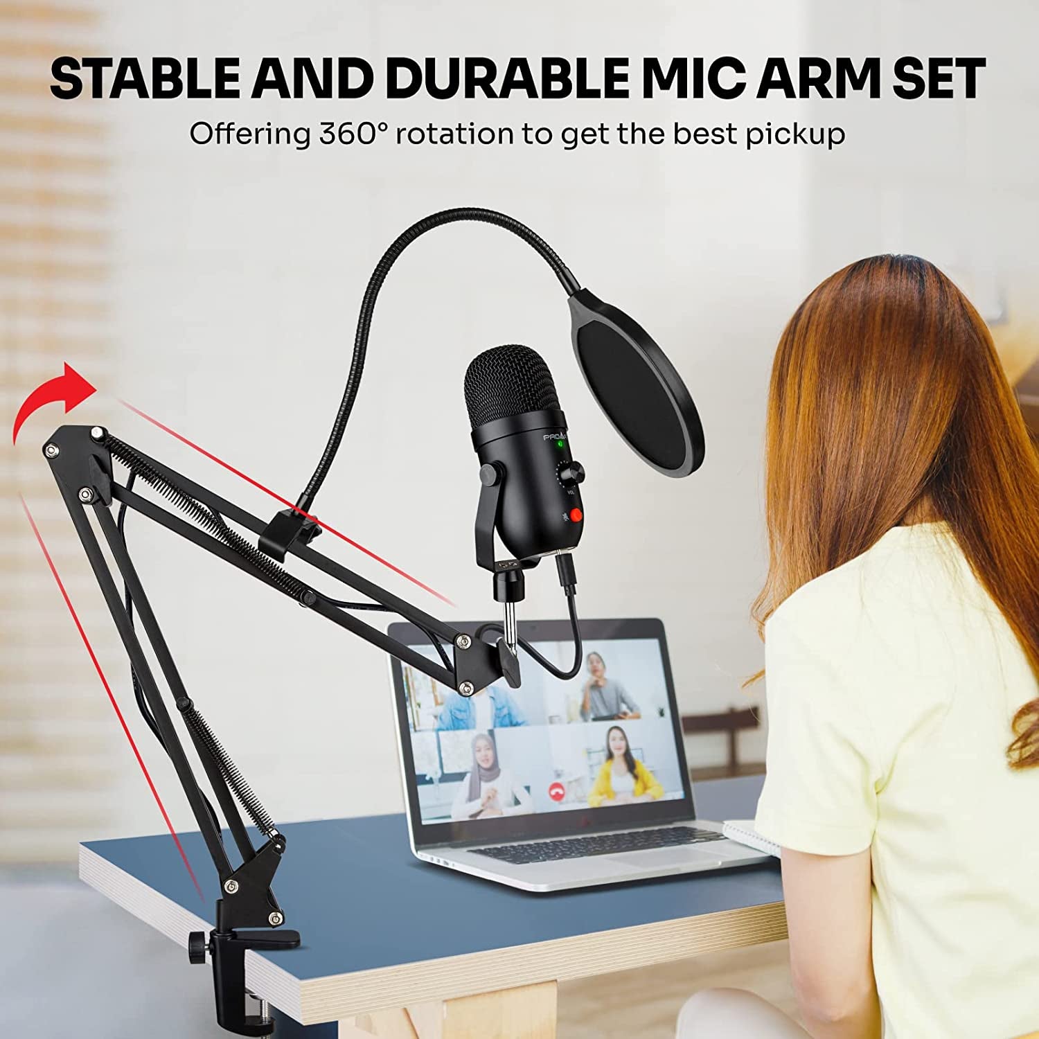 USB Microphone for PC Computer PS4 Cardioid Condenser ASMR Microphone Kit Metal Podcast Microphone for Streaming Gaming Studio Video Recording Youtube Noise Cancelling Microphone for Laptop Phone Mac  PROAR   