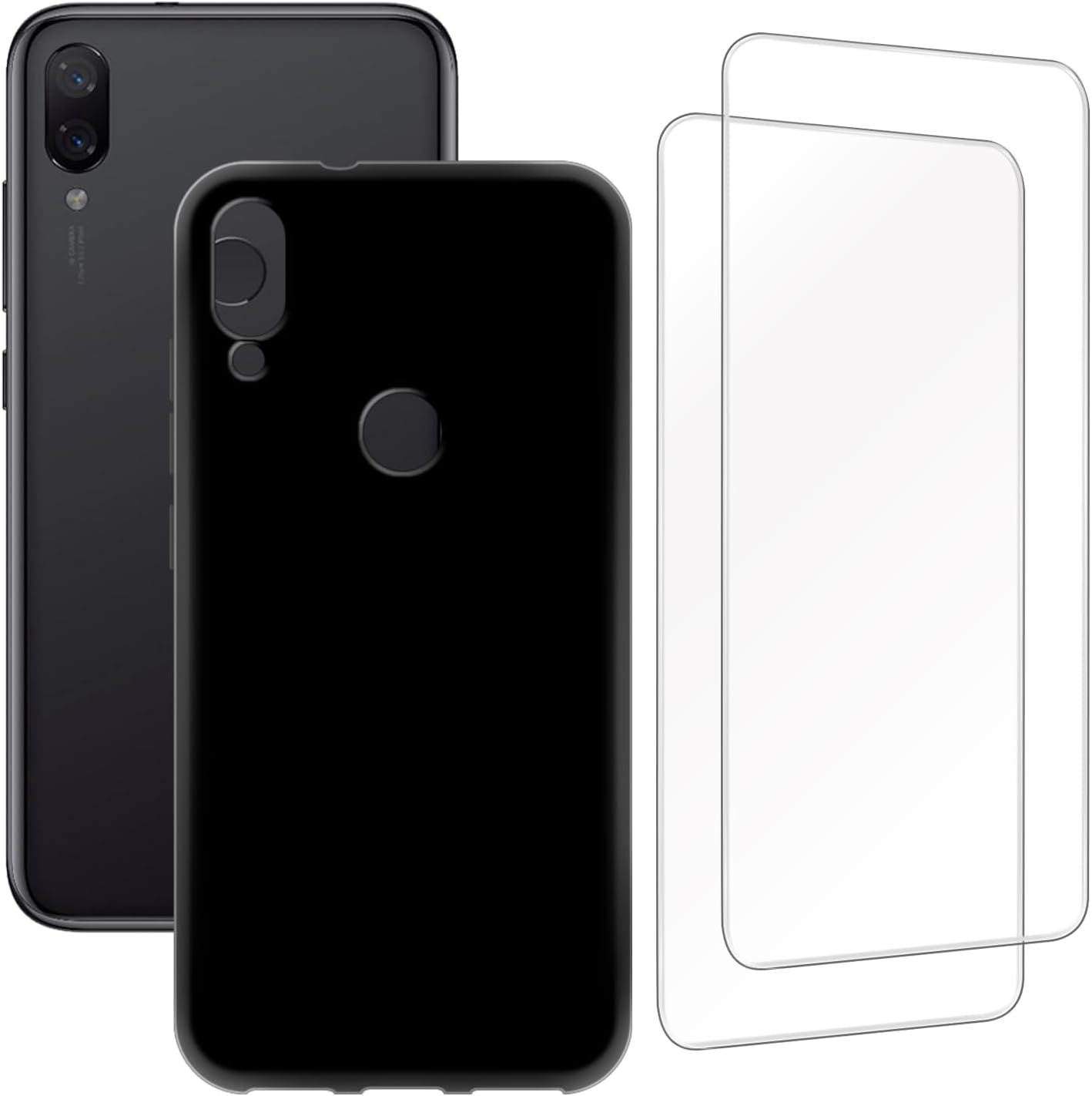 Zuitop Xiaomi Mi Play(5.84 Inch) Design Case with 2 Pack Tempered Glass Screen Protector,For Xiaomi Mi Play Slim Soft Silica Gel TPU Protective Cover.  Zuitop Black  