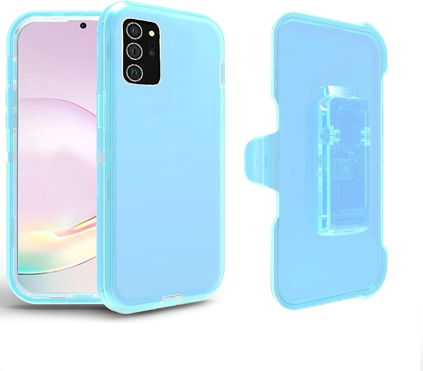 Asuwish Phone Case for Samsung Galaxy Note 20 Ultra 5G with Belt Clip Clear Holster Stand Hybrid Shockproof Protective Cell Cover Note20 plus Notes 20Ultra Note20+ U + 20+ Twenty Not S20 Clearpurple  Asuwish Clear Blue For Note 20 Ultra / Note 20 Ultra 5G 