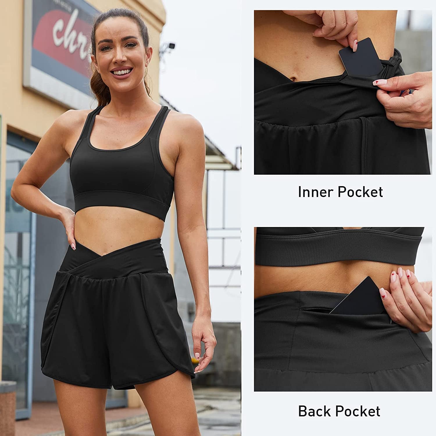 Acrweg Running Shorts for Women 2 in 1 Athletic Shorts with Pockets for Workout Sports  Arcweg   