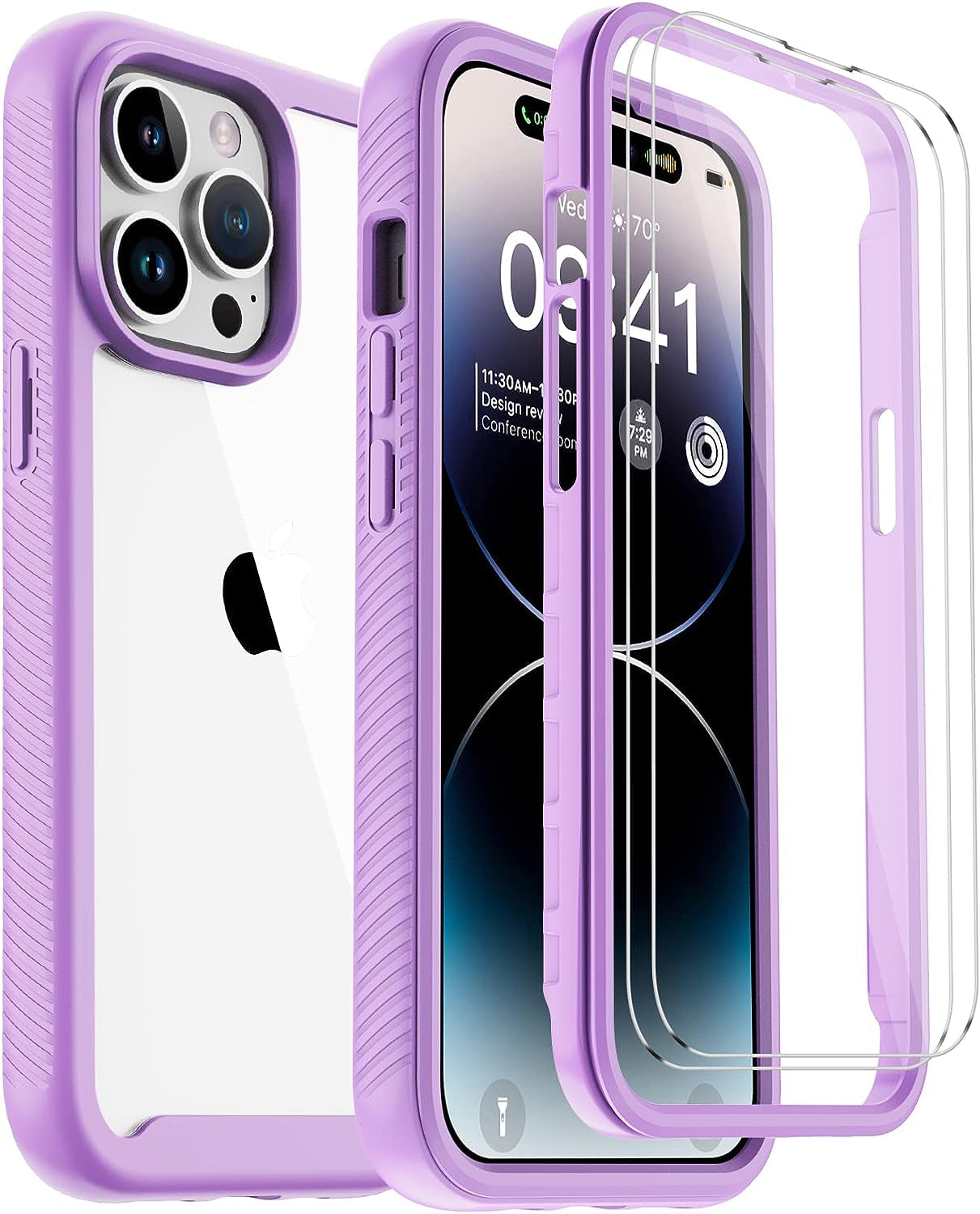 Annymall for Iphone 14 Pro Max Clear Case with 2 Screen Protector,Heavy Duty Shockproof Drop Protection Phone Cover Rugged Durable Full Body Bumper Hard Case for Apple Iphone 14 Pro Max (Black/Clear)  Annymall Purple/Clear  