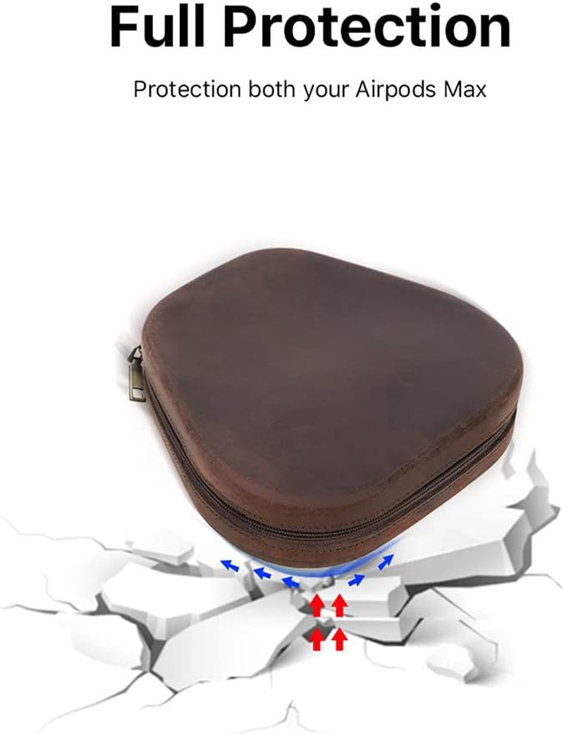 Genuine Leather Case for Airpods Max, Cowhide Leather Portable Travel Case, Headphone Cases, Carrying Case, Accessories for Airpods Max - Coffee  SHENGHAIHOME   
