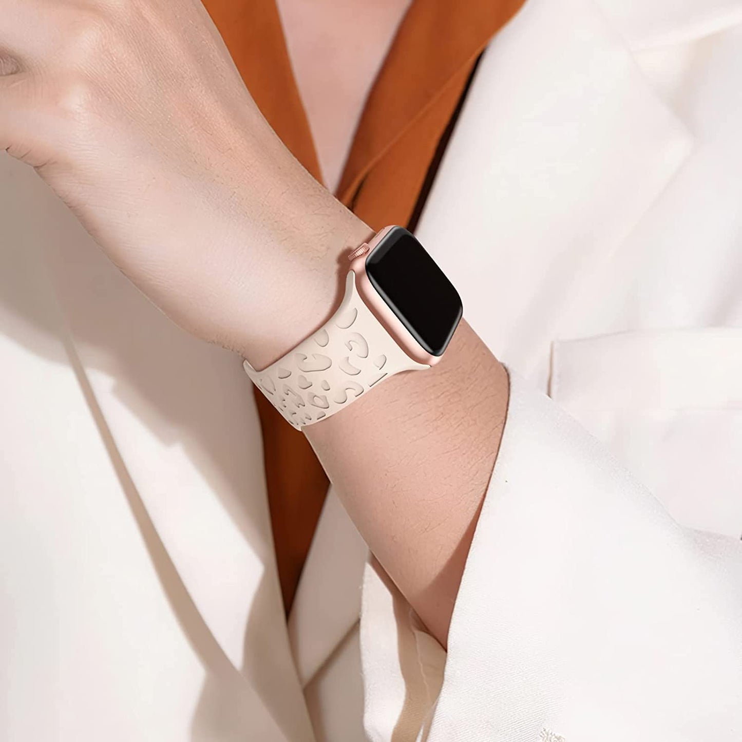 6 Pack Leopard Engraved Bands Compatible with Apple Watch Band 40Mm 44Mm 38Mm 45Mm 49Mm 42Mm Women Men,Waterproof Cheetah Sport Silicone Strap Wristbands for Iwatch SE Ultra Series 8 7 6 5 4 3 2 1  HEARTBOOM   