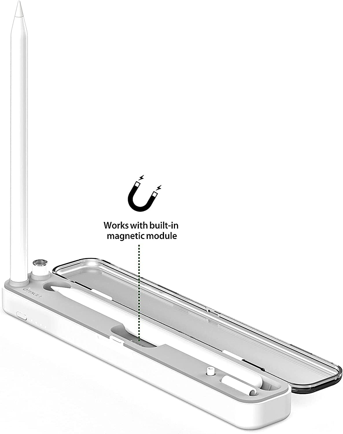 Magnetic Wireless Charging Case Compatible with Apple Pencil 2Nd Generation & 1St, Charger Dock for Ipad Stylus Pen,Carrying Case & Storage Protective Box for Ipad Penceil(With Battery)  CKINEE   