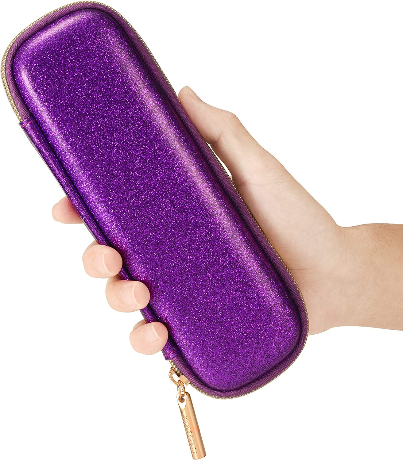 Comfyable Pencil Holder Pencil Case for Apple Pencil, Pen Accessories Elastic Strap Sleeve Protective Carrying Case for USB Cable Airpods with Mesh Pockets, Purple Glitter  Comfyable   