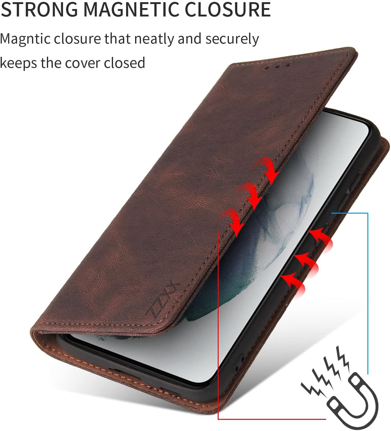ZZXX Samsung Galaxy S21 Case Wallet with Card Holder Kickstand Magnetic Soft Leather Flip Fold Case for Samsung Galaxy S21 Wallet Case(Coffee-6.2 Inch)  ZZXX   