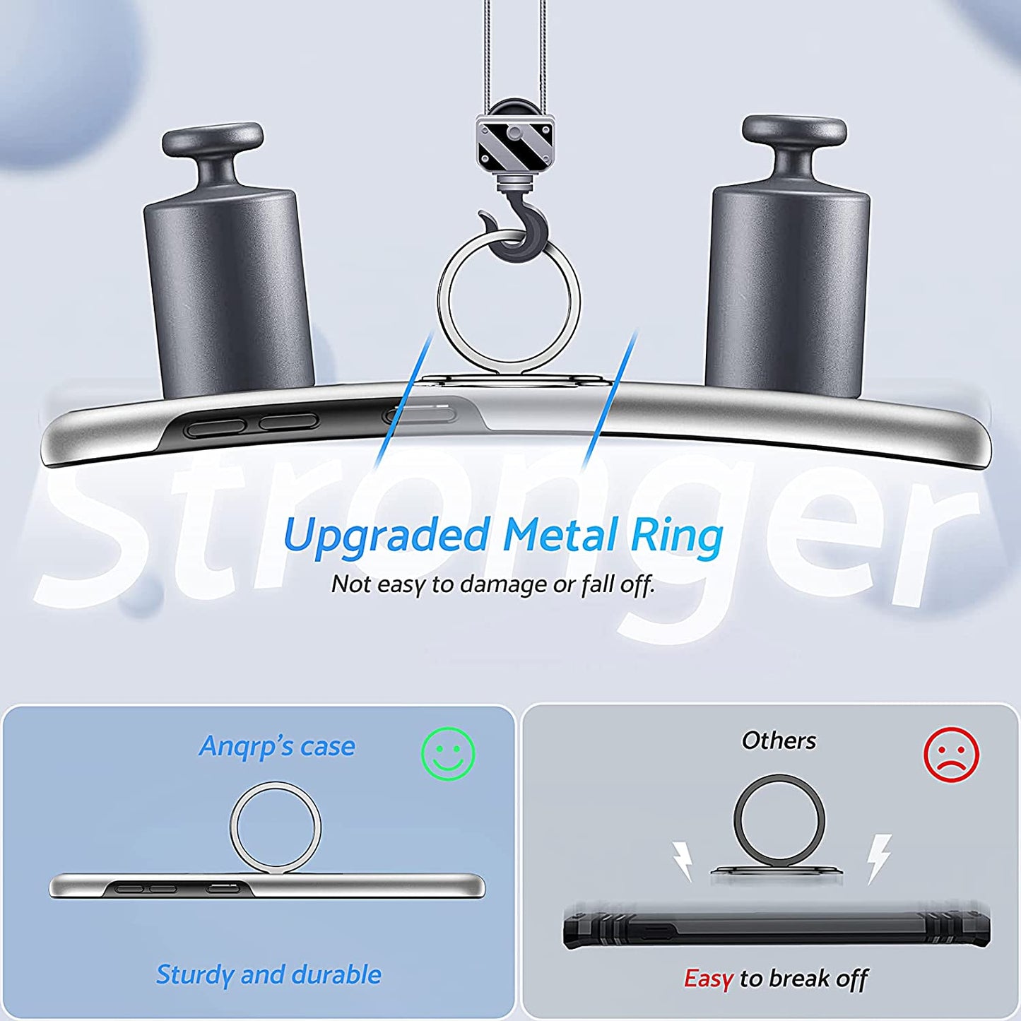 Anqrp Hidden Series Galaxy S21+ plus Case 5G,[No Fall-Off Kickstand] 360° Embedded Ring, 15Ft Military Grade Shockproof Protective Phone Case Designed for Samsung Galaxy S21 plus 6.7 Inch, Silver  Anqrp   