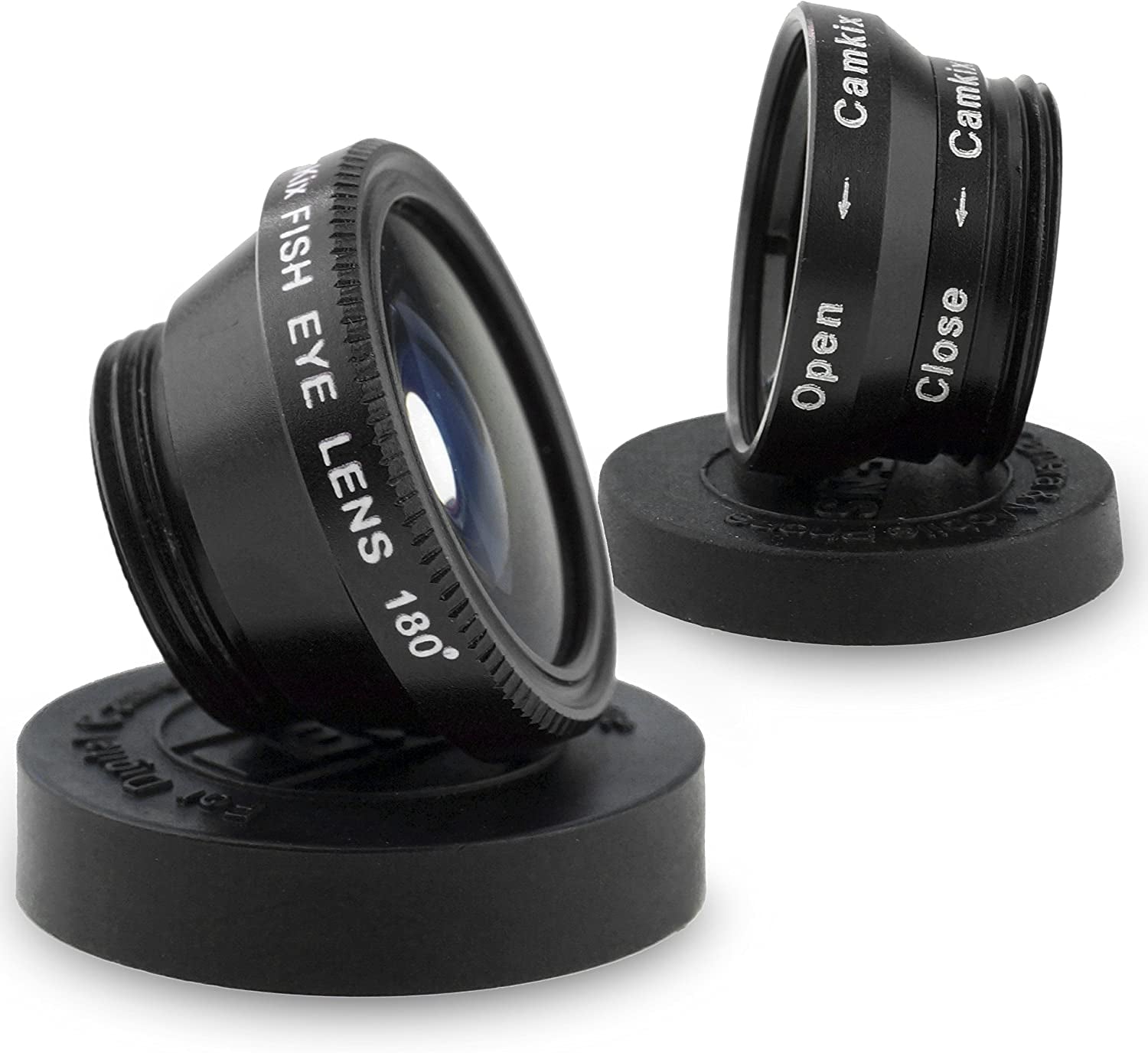 Universal 3 in 1 Cell Phone Camera Lens Kit for Smartphones Including - Fish Eye Lens / 2 in 1 Macro Lens & Wide Angle Lens/Universal Clip/Carry Pouch/Microfiber Cleaning Cloth  CamKix   