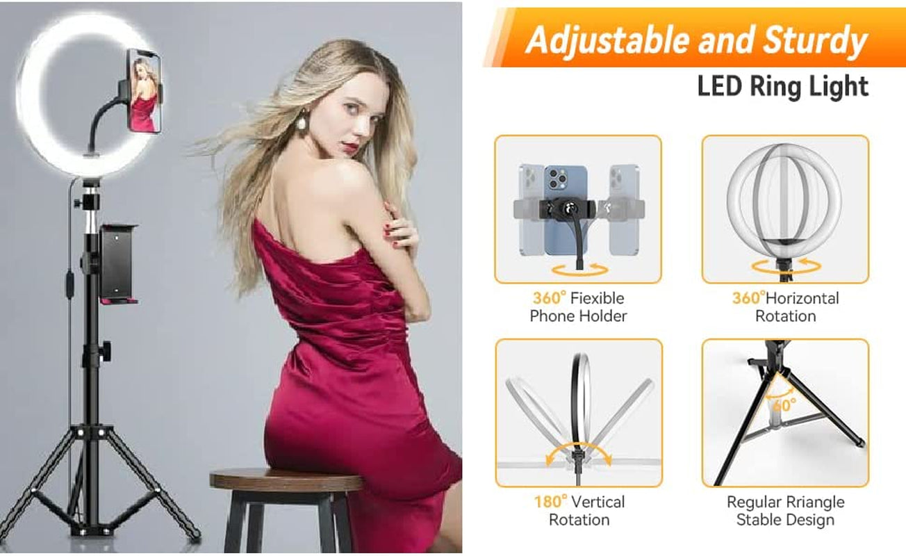 WUZHI 12'' RGB Ring Light with Tripod Stand and Phone Holder & 65'' Stand, Selfie Ring Light on Flash Shoe Mounts, 10 Dimming Levels,18 Color LED Ring Lights for Phone,Live Stream,Makeup,Youtube  WUZHI   