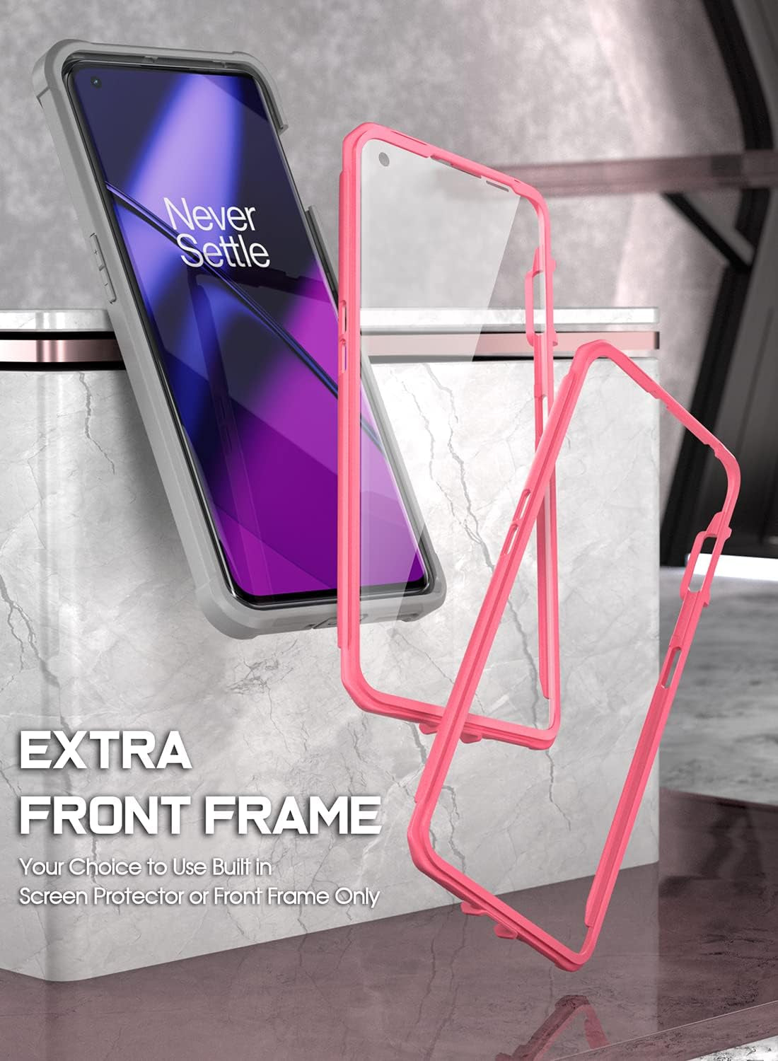 Poetic Guardian Case for Oneplus 11 5G 6.7" (2023) [20 FT Mil-Grade Drop Tested], Full-Body Hybrid Shockproof Bumper Cover with Built-In Screen Protector, Pink/Clear  Poetic   