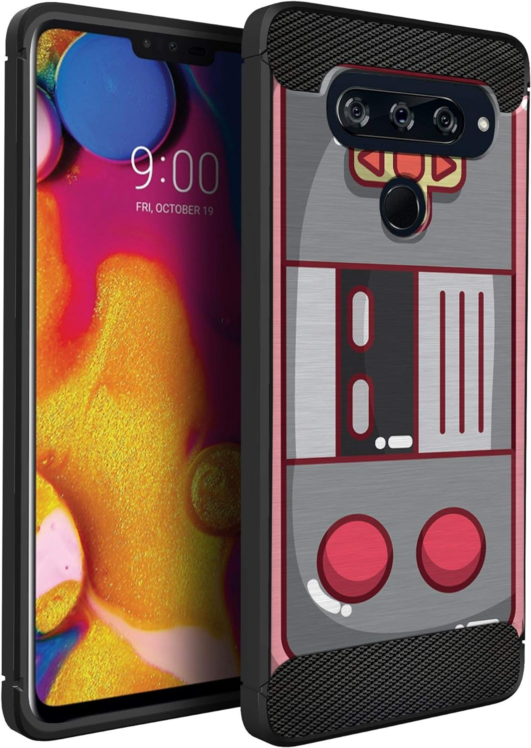 Casesondeck Case Compatible with [LG V40 Thinq] Pictorial Patterned TPU Design Case Flexible Slim and Elegant (Astronaut)  CasesonDeck Retro Controller  