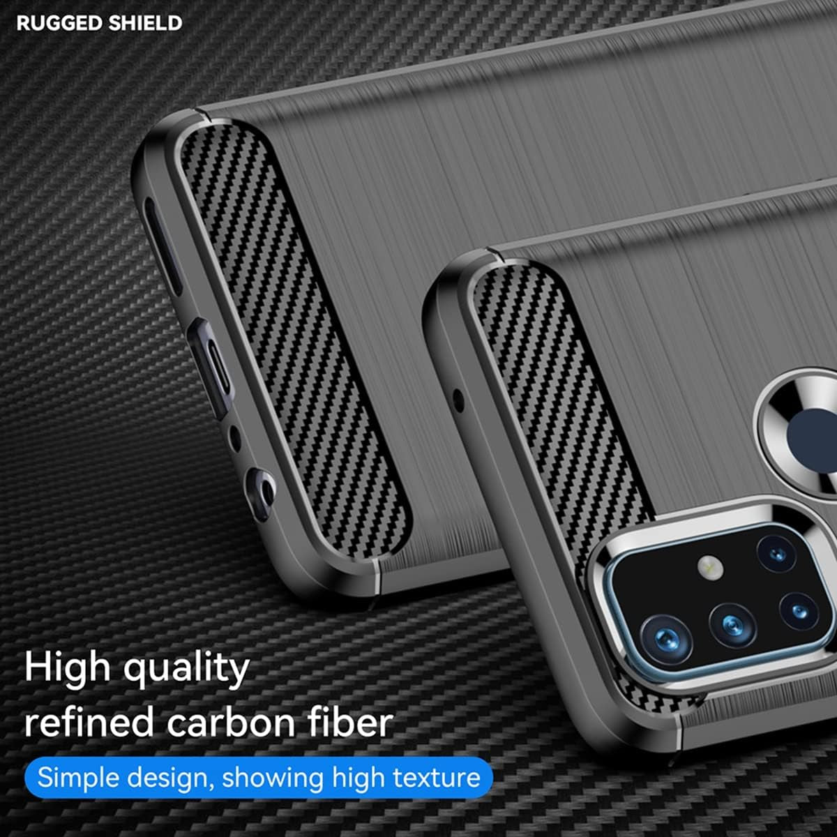 KOARWVC Phone Case for Oneplus Nord N10 5G Case,Oneplus N10 5G BE2029 Case Carbon Fiber Shockproof Rugged Shield Anti-Scratch Soft TPU Back Cover Protective Cases for Oneplus Nord N10 5G (Black)  KOARWVC   