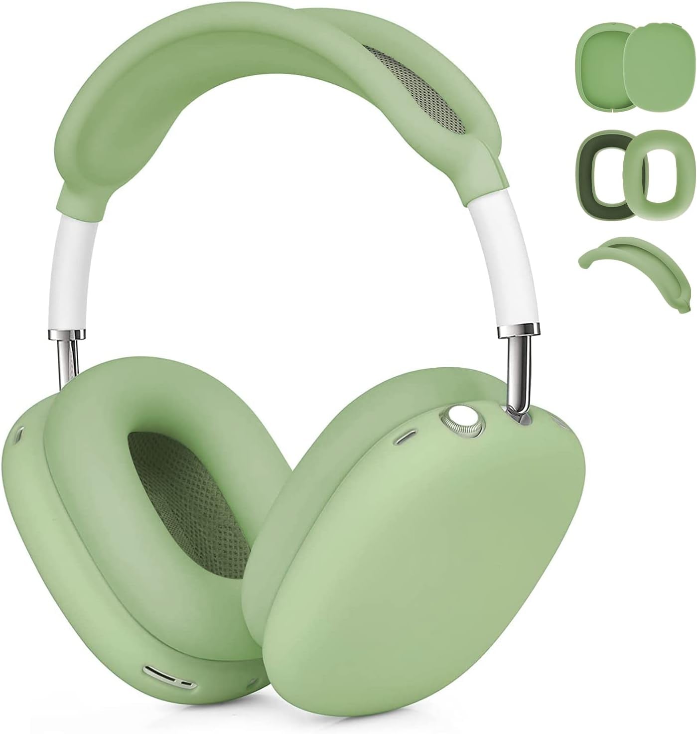 OETKER Compatible Airpods Max Case Cover, Soft Silicone 3 in 1 Anti-Scratch Ear Pad Case Cover/Ear Cups Cover/Headband Cover Accessories Skin for Airpods Max, Green Glow in the Dark  OTK Green  