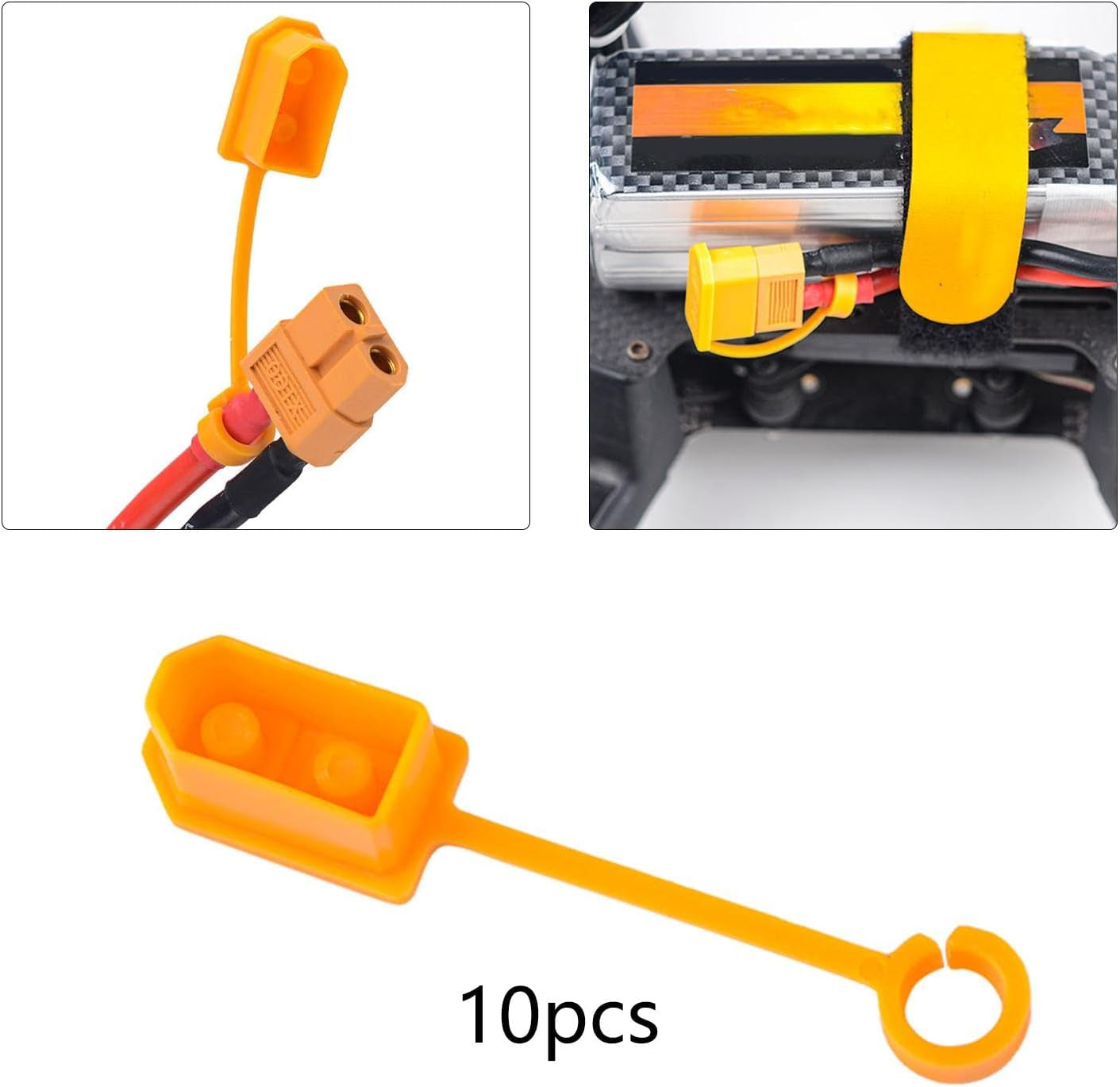 SM Sunnimix 10X XT60 Male Female Plug Dust anti Lost Stopper Protective Cover anti for XT60 Plug, Yellow  SM SunniMix   