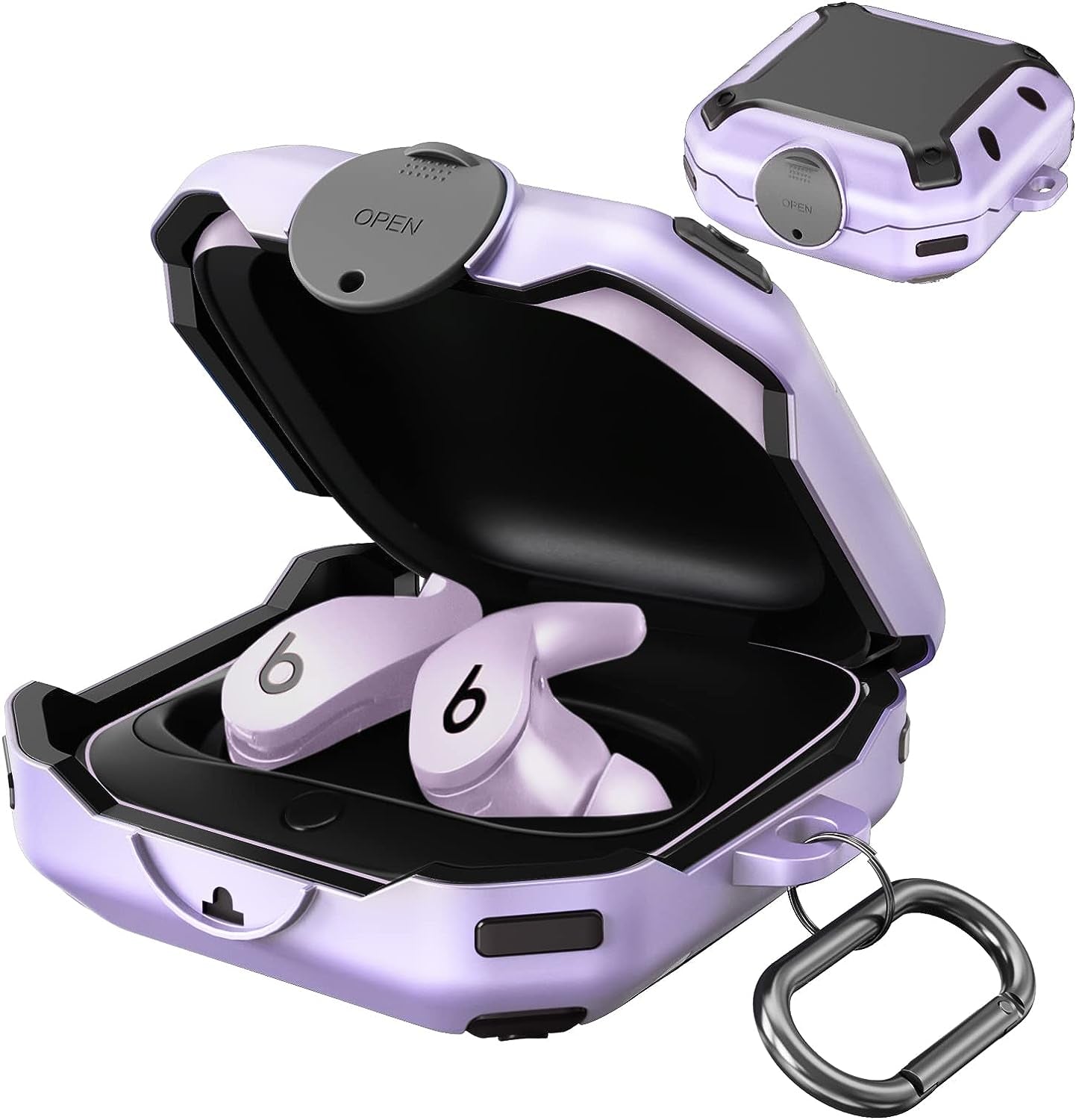 NUOMIJIO Case for Beats Fit Pro 2021 with Secure Lock Full Body Shock-Absorbing Anti-Scratch Hard Shell Protective Cover Compatible with Beats Fit Pro with Keychain (Red)  NUOMIJIO Purple  