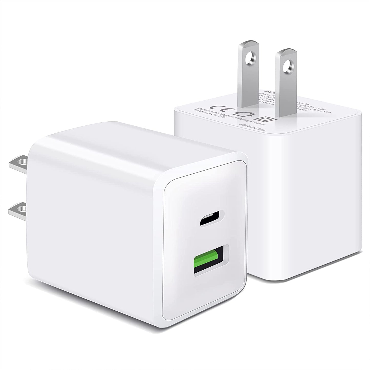 2 Pack USB C Wall Charger, PLSFLICK 20W Dual Port Power Delivery Fast Type C Charging Block Plug Adapter for Iphone 14 13 12 Pro Max Mini XR XS SE, Ipad, Airpods, Samsung Galaxy(White)  Dongguan Hailufang Electronic Technology Co., Ltd.   