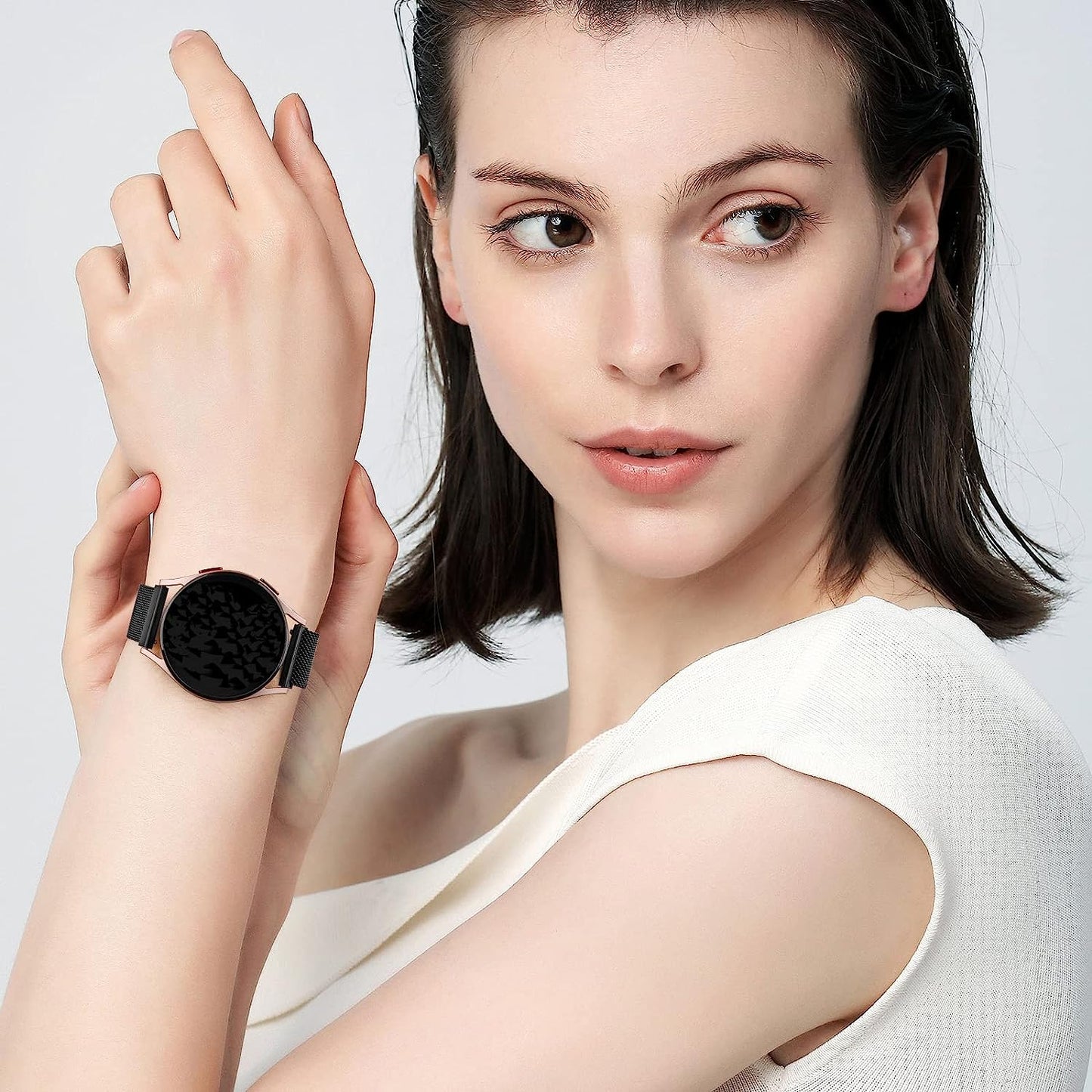 Metal Bands for Garmin Venu / Venu 2 plus / Venu Sq Watch Band Women Men, 20Mm Stainless Steel Replacement Wristband Strap for Garmin Vivomove Sport, Vivoactive 3 / 3 Music, Forerunner 645 / 245 Music Smart Watch  Wanme   