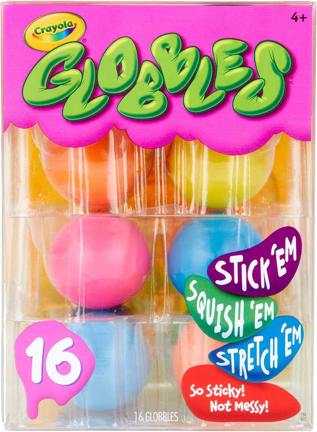 Crayola Globbles Fidget Toy (6Ct), Sticky Fidget Balls, Squish Gift for Kids, Sensory Toys, Ages 4, 5, 6, 7, 8  Crayola 16 Count  