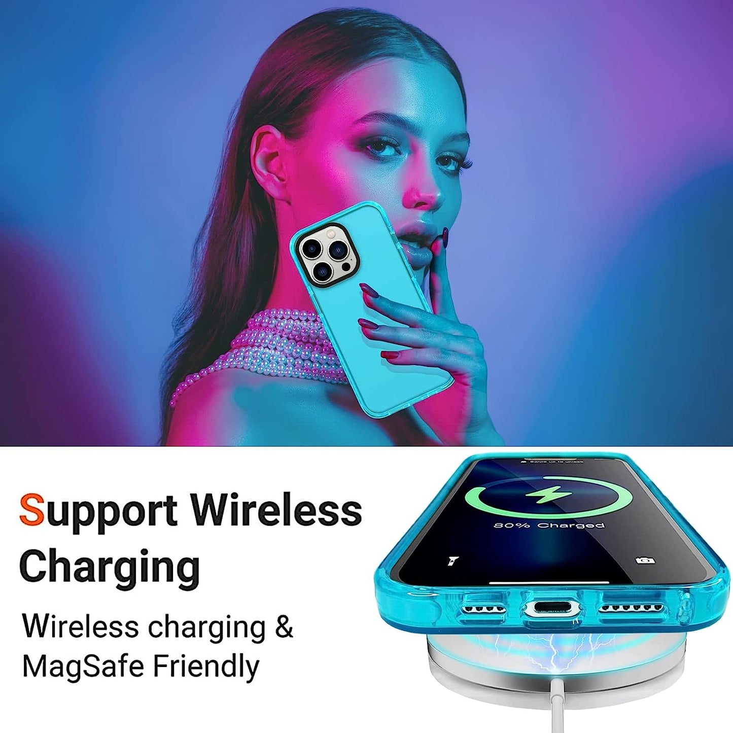 Neon Clear Iphone 14 Pro Max Case, Vibrant 80S Design, Camera Protector, Soft Silicone Shockproof - 6.7Inch  Simapu   