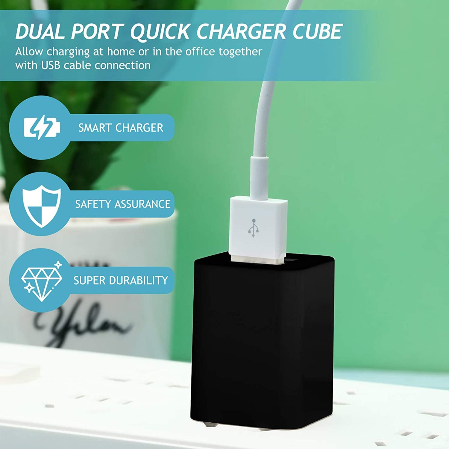 12 Pieces USB Wall Plugs USB Charger Blocks Charging Blocks for Wall Outlet 2.1A Dual Port USB Wall Plug Fast Charging for Most Smartphones and Tablets (Black)  Zhanmai   