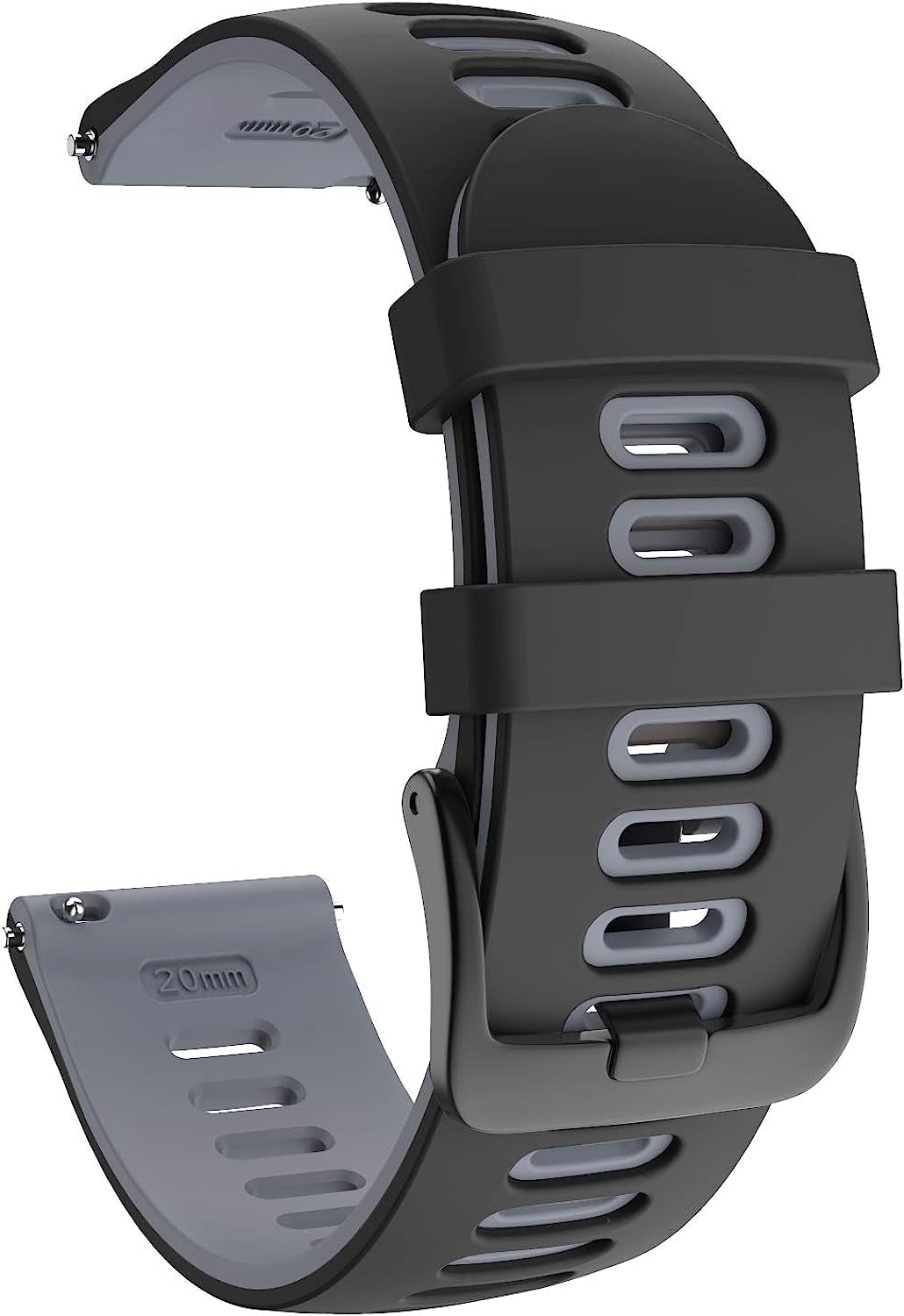 ISABAKE Soft Silicone Garmin Watch Strap for Garmin Vivoactive 3/Samsung Galaxy Active 2/Garmin Forerunner 245/245 Music 645/Forerunner 645 Music  ISABAKE Black gray 22mm 