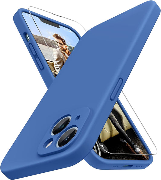 Miracase Designed for Iphone 14 Case with Screen Protector,[Upgraded Enhanced Camera Protection],Shockproof Liquid Silicone Case with Microfiber Lining, 6.1 Inch,Azure Blue  Miracase Azure Blue  