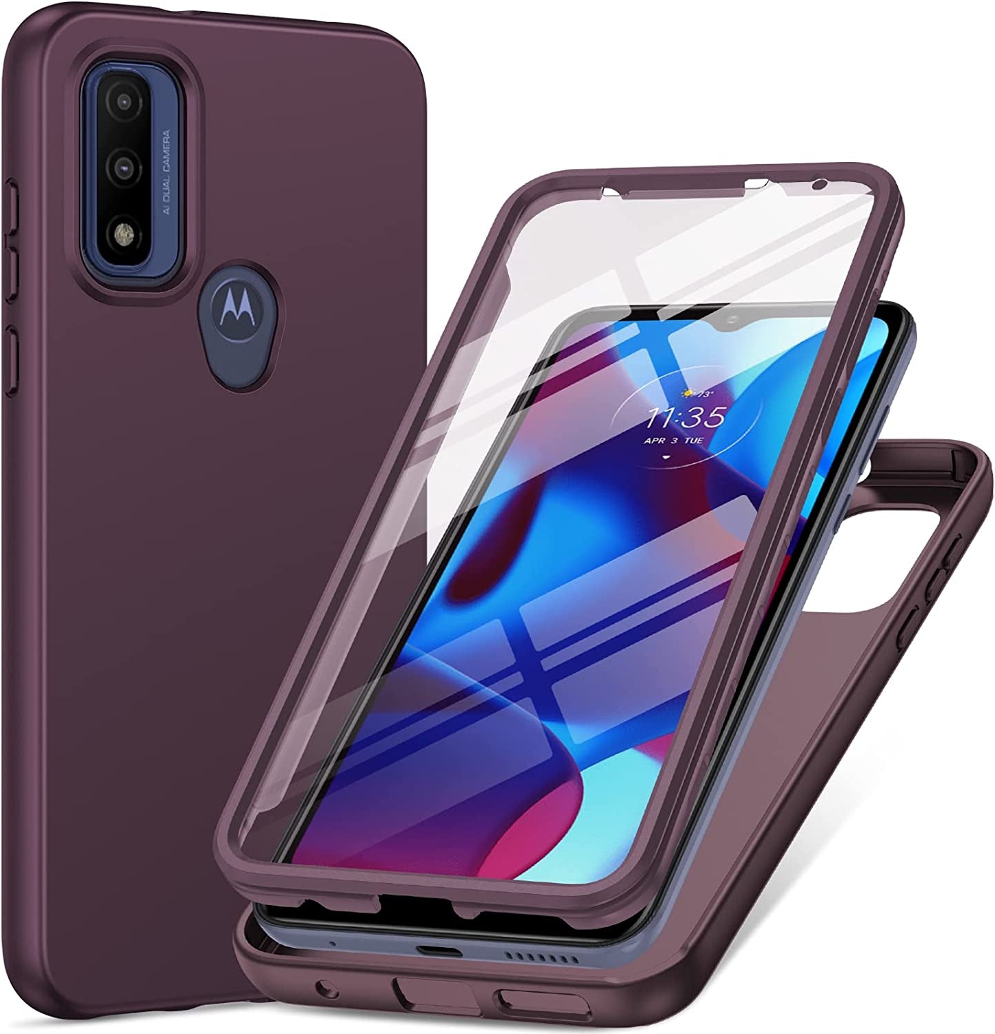 PUJUE for Motorola Moto-G Pure Phone Case: G Play 2023 | G Power 2022 Silicone Matte Case 360 Full Protection - Rugged Bumper Durable Shockproof Drop Protective TPU Cell Phone Cover Woman Men (Black)  PUJUE Wine  