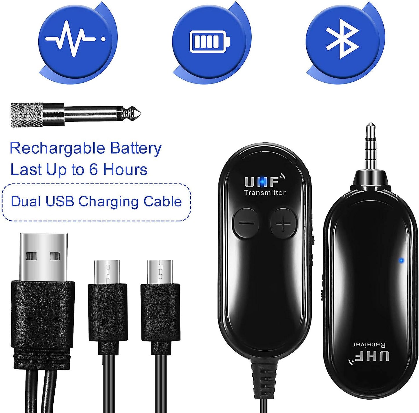 Amazmic Wireless Lavalier Microphone, Portable UHF Wireless Lapel Microphone System up to 70Ft Range Rechargeable Transmitter & Receiver, for Iphone, Andorid Phone, DSLR Camera, PC, Speaker  Amazmic   