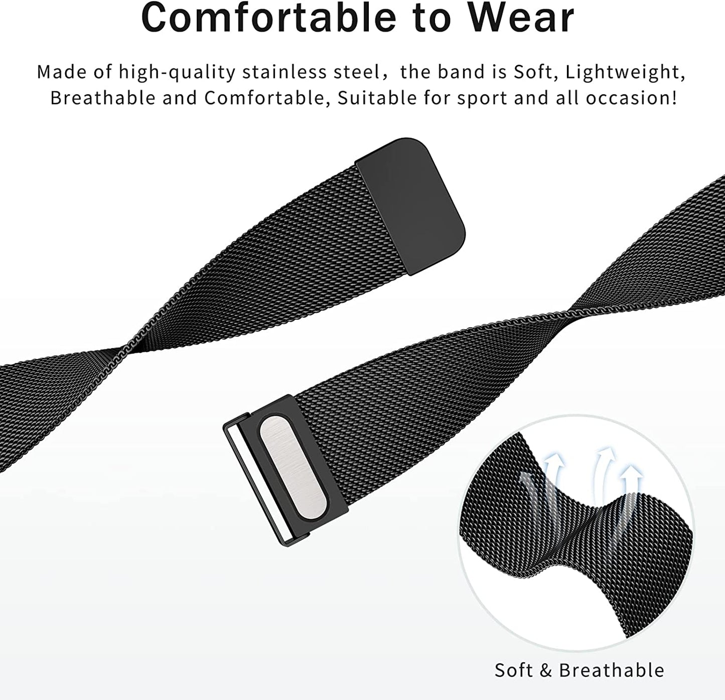 Wanme Metal Bands for Garmin Venu 2 Band, Garmin Vivoactive 4 Bands Women Men, Stainless Steel Mesh Magnetic Replacement Wristband Bracelet Strap Compatible with Garmin Vivoactive 4 / Venu 2 / Forerunner 255 Smart Watch  Wanme   