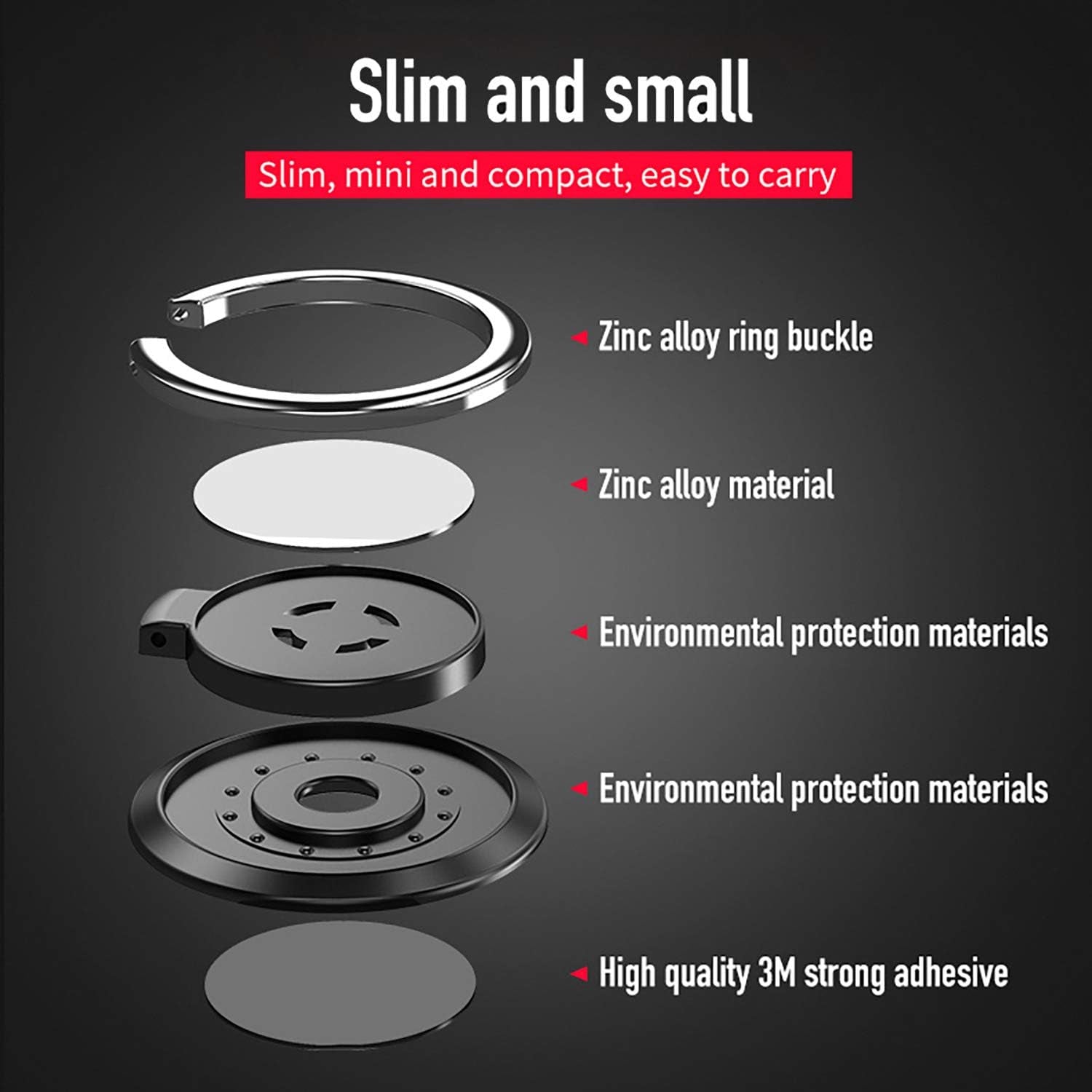 2 Pack Ultra Thin Gold Cell Phone Ring Holder Finger Kickstand, 360 Rotation Finger Stand Grip Loop for Magnetic Car Mount, Compatible with Iphone Samsung LG HTC, Etc  WOWOONE   