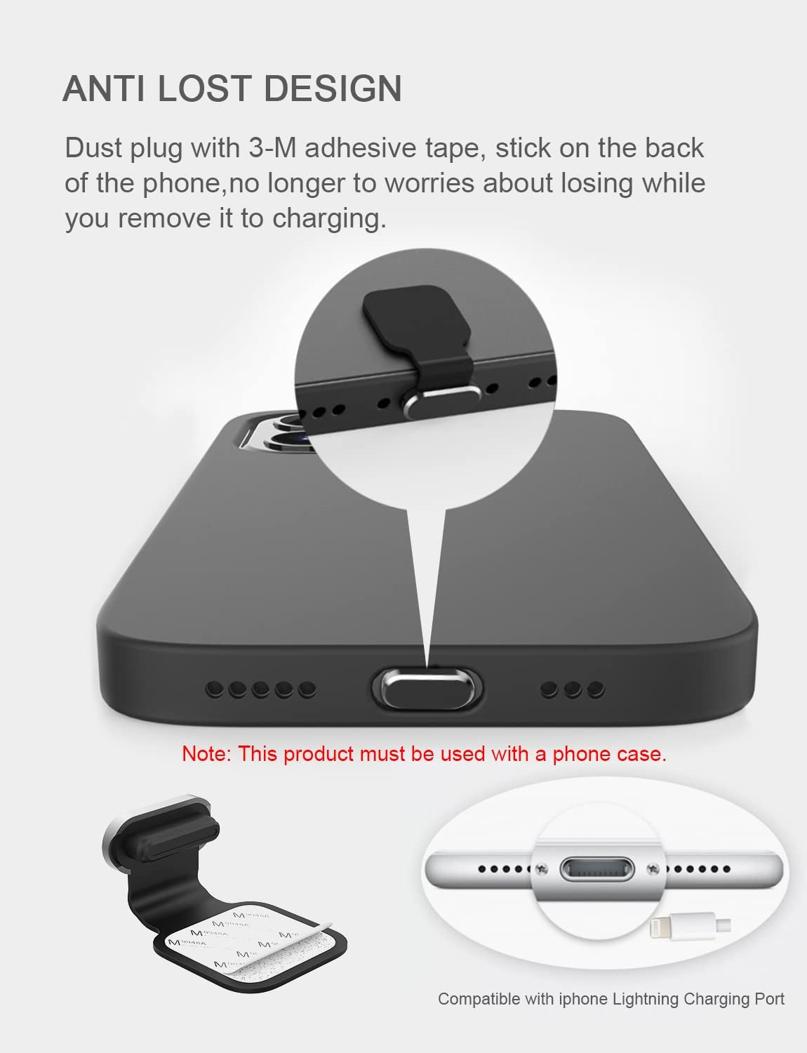 Gavemi Iphone Dust Plug Speaker Cover Kit for Phone Charging Port Protective Cover, Compatible with Iphone (Black)  Gavemi   