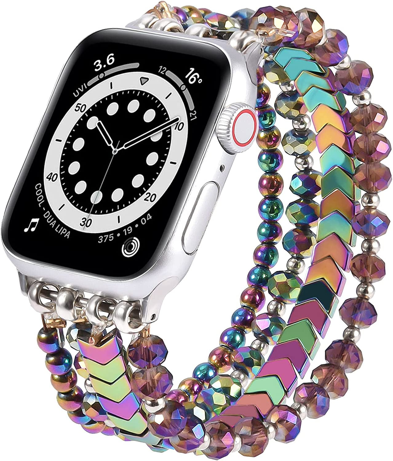 MOFREE Beaded Bracelet Compatible for Apple Watch Band 38Mm 40Mm 41Mm 42Mm 44Mm 45Mm Women,Fashion Handmade Elastic Stretch Strap for Iwatch Series SE 8 7 6 5 4 3 2 1  MOFREE Colorful 38mm/40mm/41mm-S/M(5.5"-6.3") 