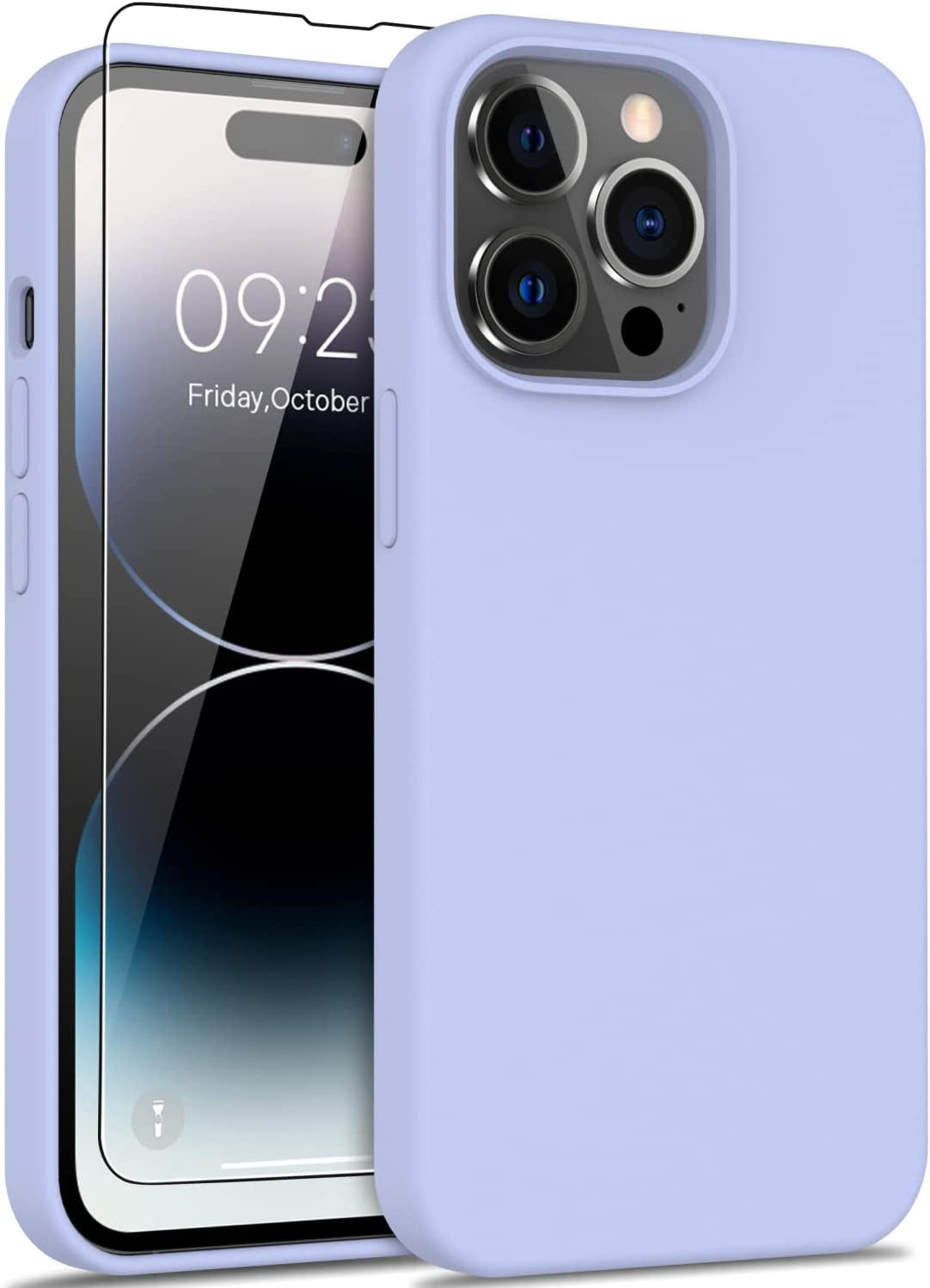 DEENAKIN Iphone 14 Pro Case with Screen Protector,Soft Flexible Silicone Gel Rubber Bumper Cover,Slim Fit Shockproof Protective Phone Case for Iphone 14 Pro 6.1" Black  DEENAKIN Lavender Purple Iphone 14 Pro Max 6.7"(Large) 