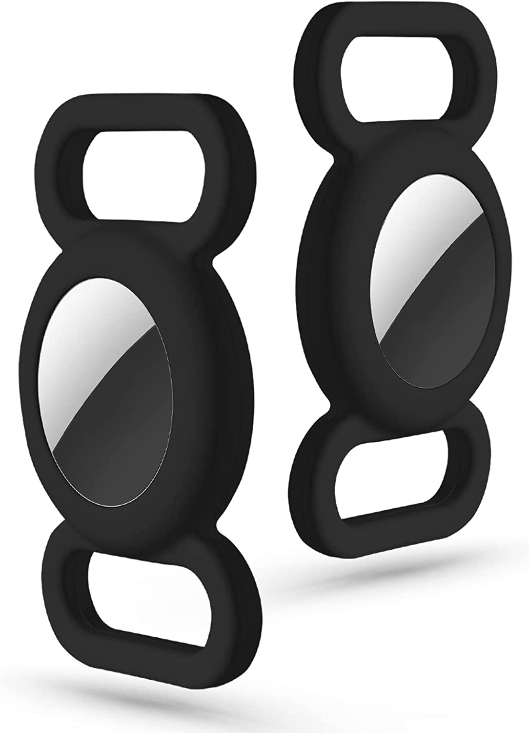 Air Tag Dog Collar Holder(2 Pack), Protective Silicone Pet Collar Case for Apple Air Tag 2021, Anti-Lost Air Tag Case Holder Compatible with Cat Dog Collars Charms & Pets Accessories - Black & White  typecase ‎Black / Black  