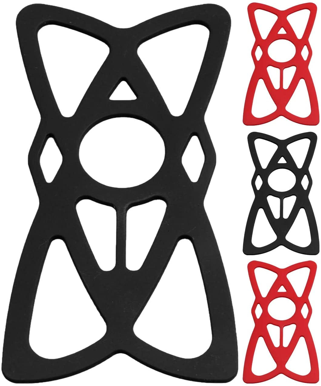 NALAKUVARA Phone Mount X Holder Grip Tether Rubber Strap Silicone Security Bands - Universal Motorcycle Bike Phone Mount Accessories Replacement Parts - Elastic X Web Grip (2 Black & 2 Red) 4 Pack  NALAKUVARA   