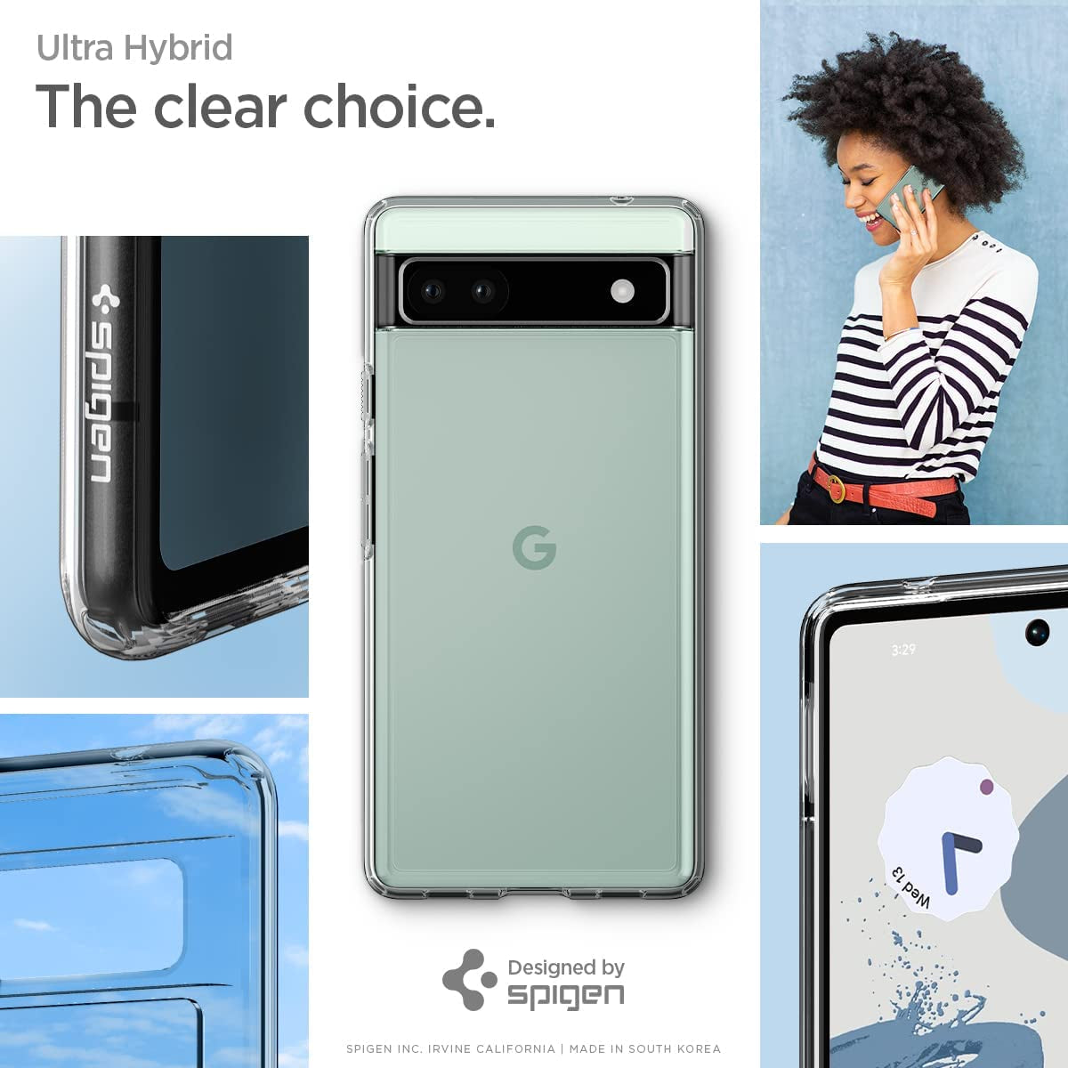 Spigen Ultra Hybrid Designed for Pixel 6A Case (2022) - Crystal Clear  Spigen   