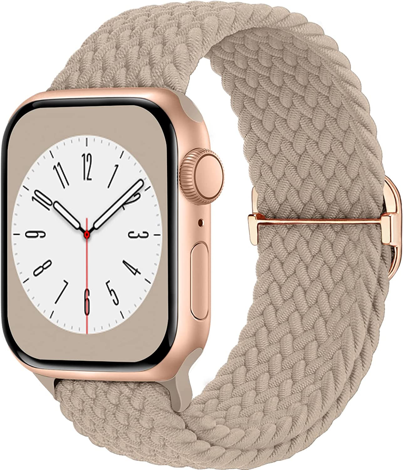 Braided Solo Loop Compatible with Apple Watch Band 38Mm 40Mm 41Mm 42Mm 44Mm 45Mm 49Mm for Women Men, Stretchy Straps Elastic Sport Wristbands for Iwatch Series 8 7 6 5 4 3 2 1 SE Ultra  Butifacion Milktea 42/44/45/49mm 