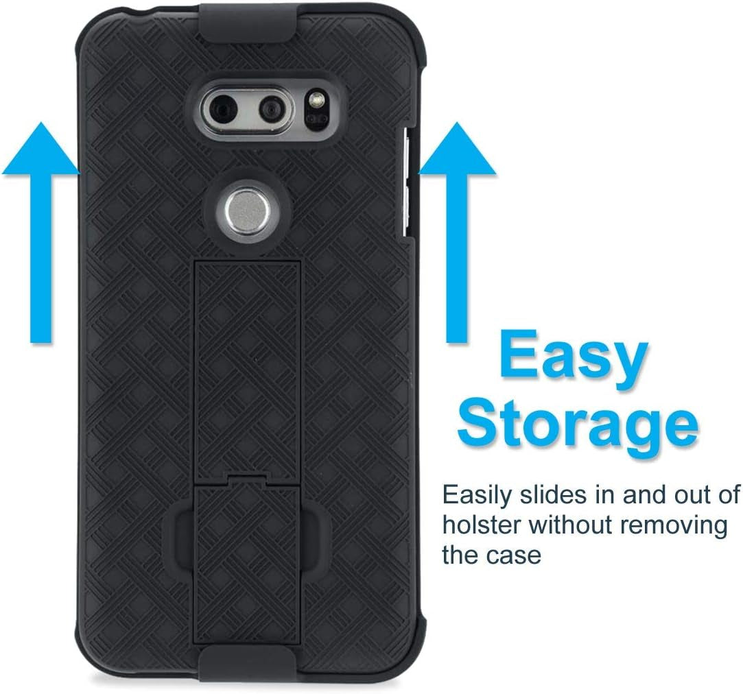 Rome Tech Holster Case with Belt Clip for LG V30 - Slim Heavy Duty Shell Holster Combo - Rugged Phone Cover with Kickstand Compatible with LG V30 - Black  Rome Tech   