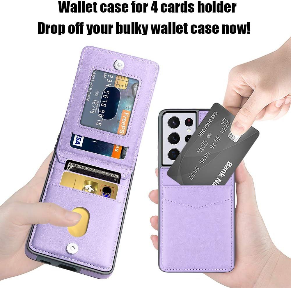 Lakibeibi Samsung Galaxy S21 Ultra Case, S21 Ultra Phone Case, Dual Layer Lightweight Premium Leather Wallet Case with Card Holders Flip Protective Case for Samsung Galaxy S21 Ultra (2021), Purple  LakiBeibi   