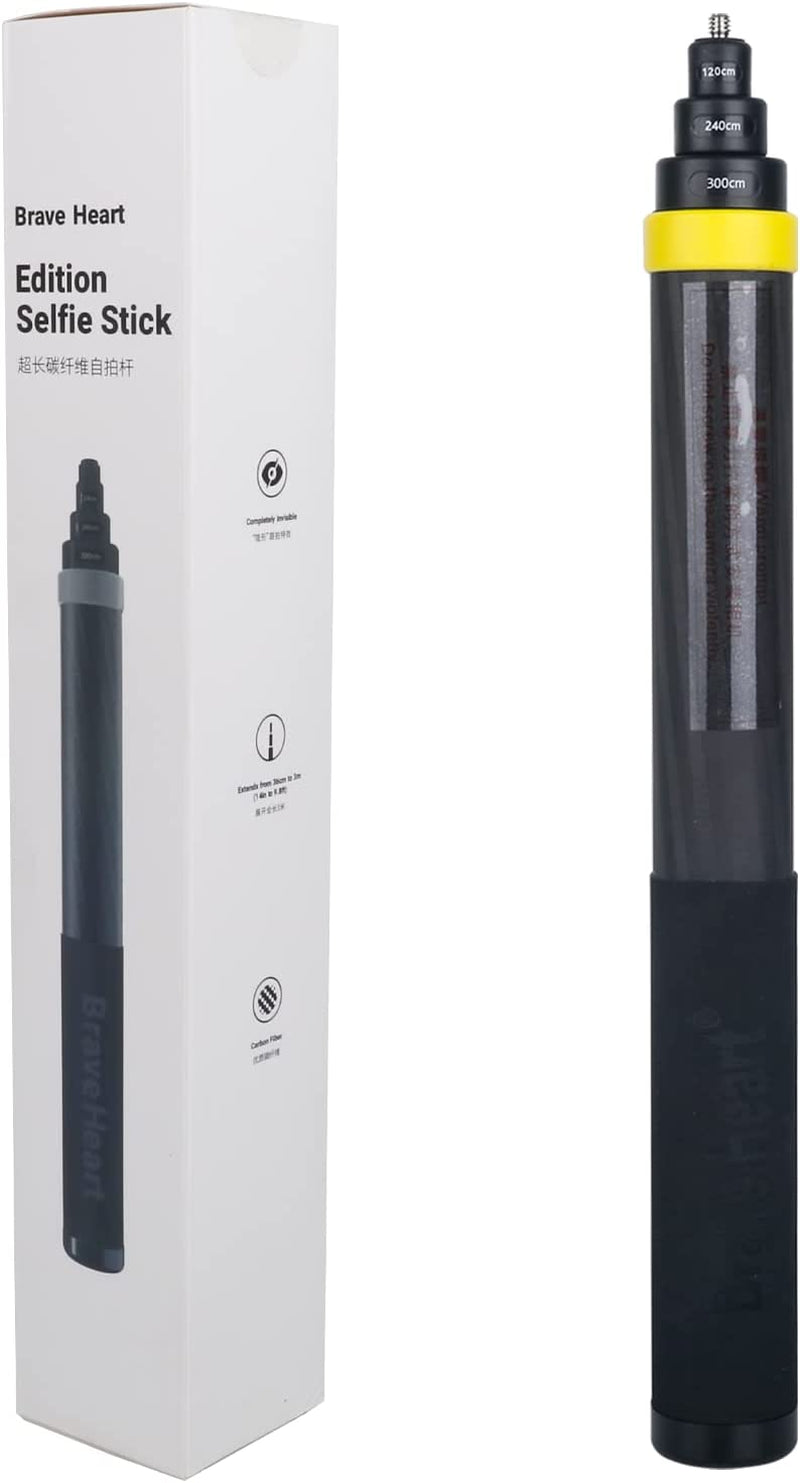 36Cm-3M Carbon Fiber Invisible Selfie Stick for Insta360 Insta 360 ONE X3 ONE R ONE RS, ONE X, ONE, GO 2, ONE X2, Telescopic Design for Outdoor Activities.  qishang   
