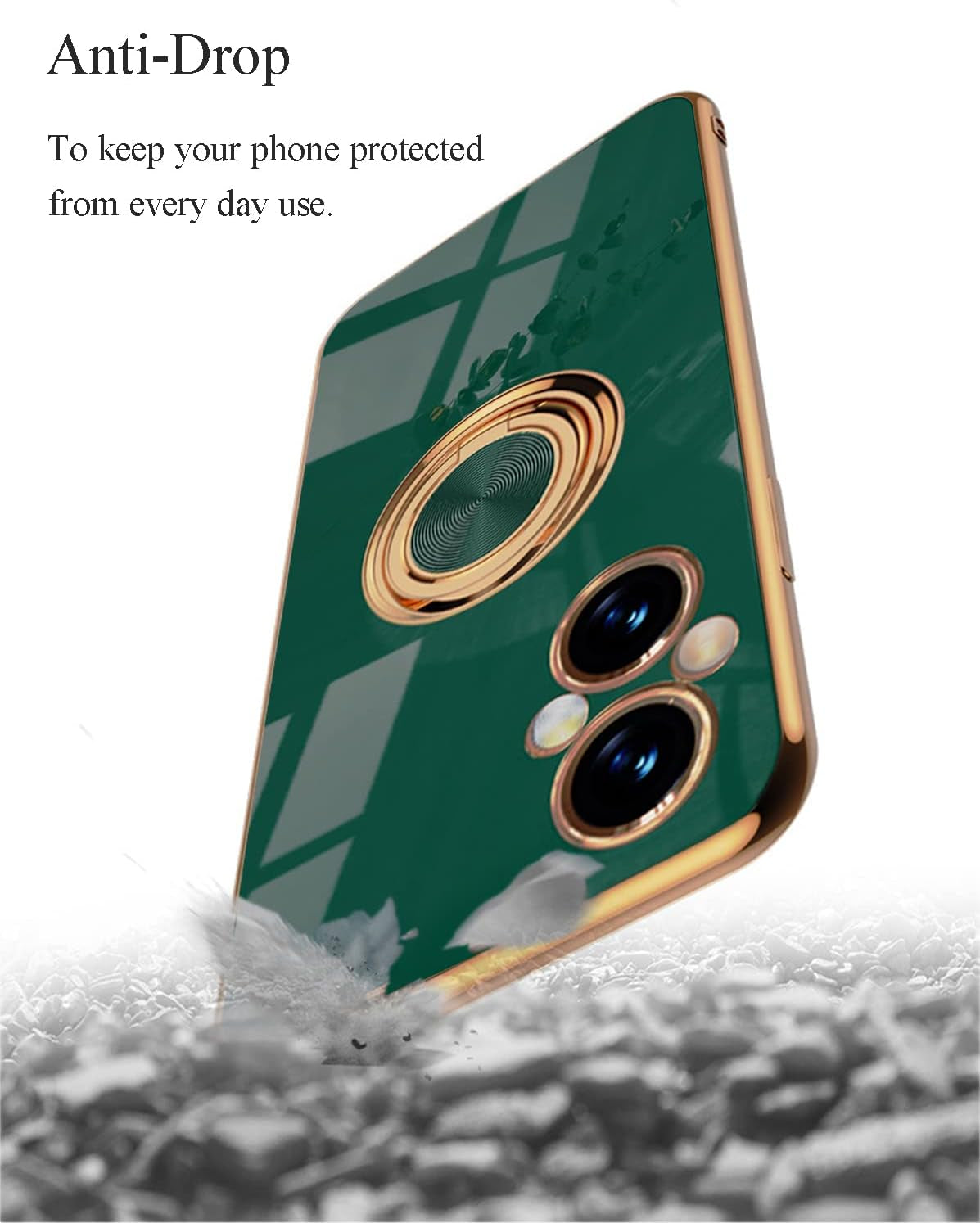 Yarxiawin Compatible for Oneplus Nord N20 5G Case Ring Holder Magnet Silicone, Oneplus N20 5G Case Thin Phone Case Aesthetic Black 360° Rotatable Metal Stand (Dark Green)  Yarxiawin   